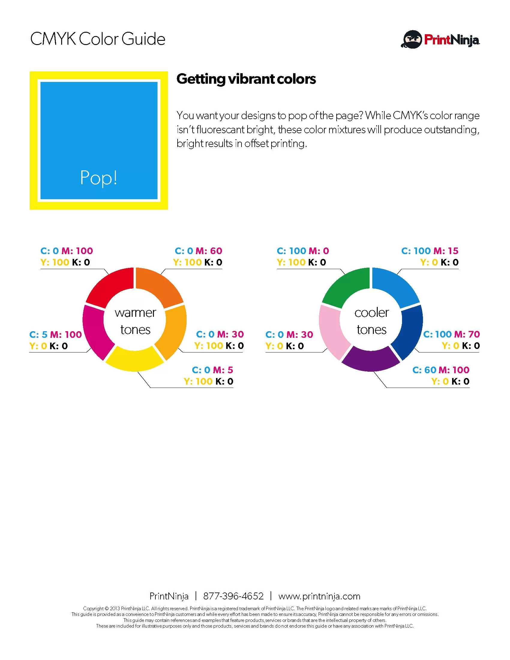 Vibrant CMYK Suggested Color Ink Values