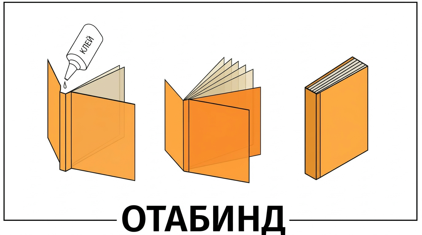 Схема переплета с плоским раскрытием