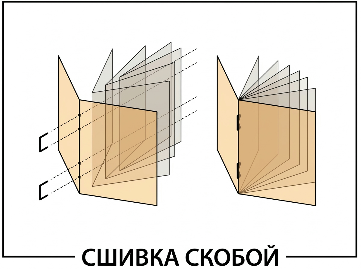 Схема переплета на скобу
