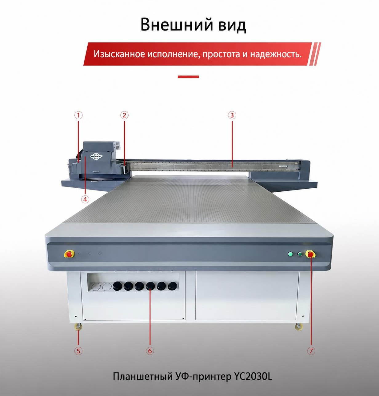 Фото: Планшетный УФ-принтер YC2030L на головах Ricoh, поле 2000×3000 мм