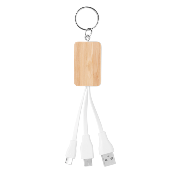 Бамбуковый брелок с USB-кабелями для рекламных акций