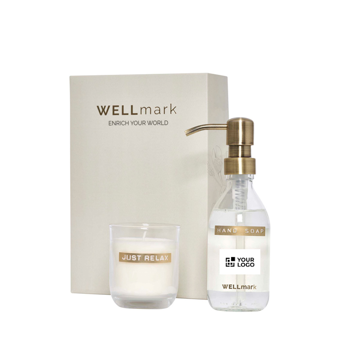 WELLmark стеклянный дозатор 250 мл и набор ароматических свечей