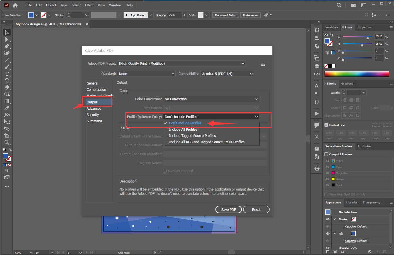 Как экспортировать PDF-файлы из Adobe Illustrator, шаг 5