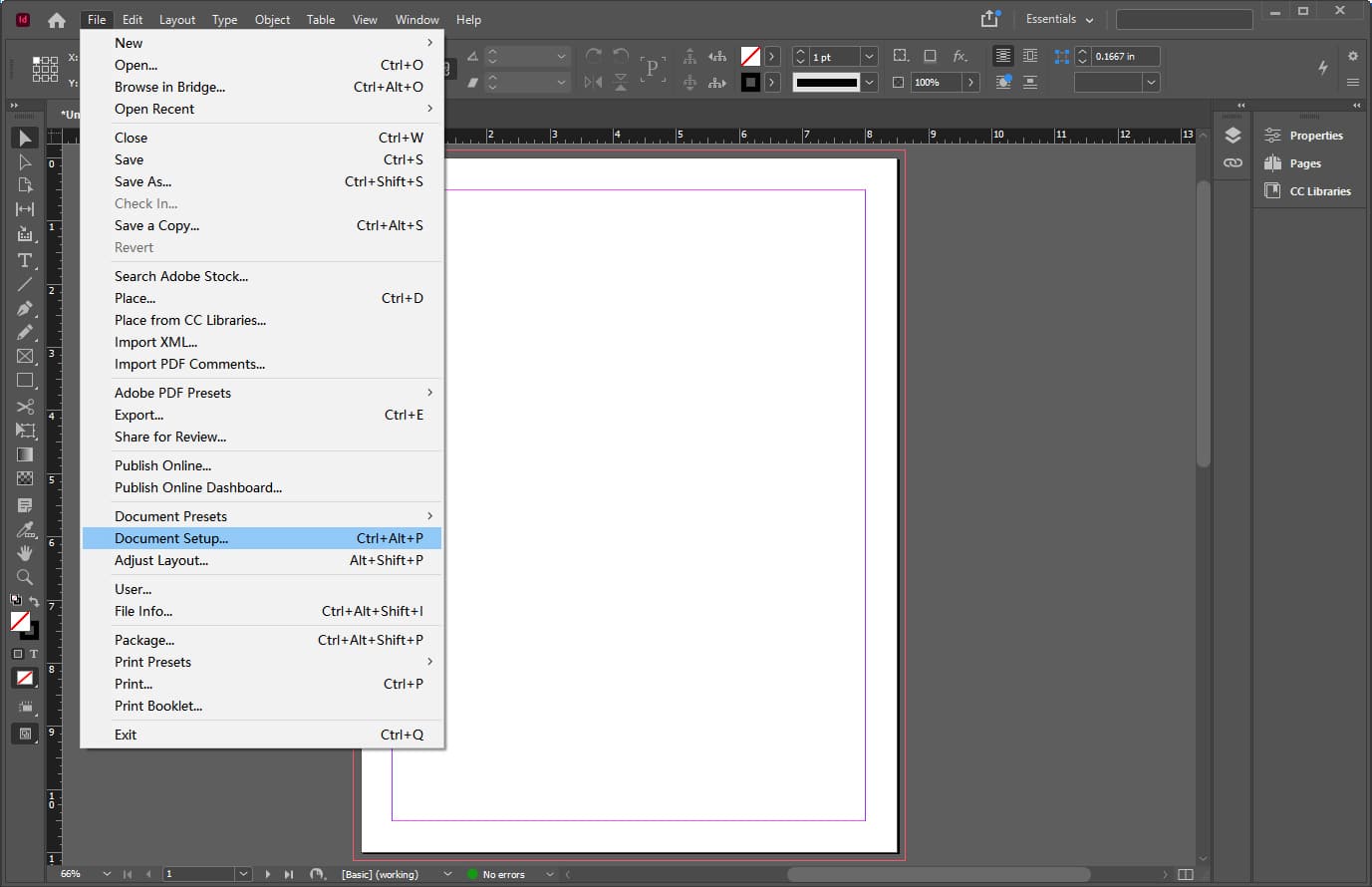 Добавить выпуск для обрезки в Adobe InDesign, метод 2, шаг 1