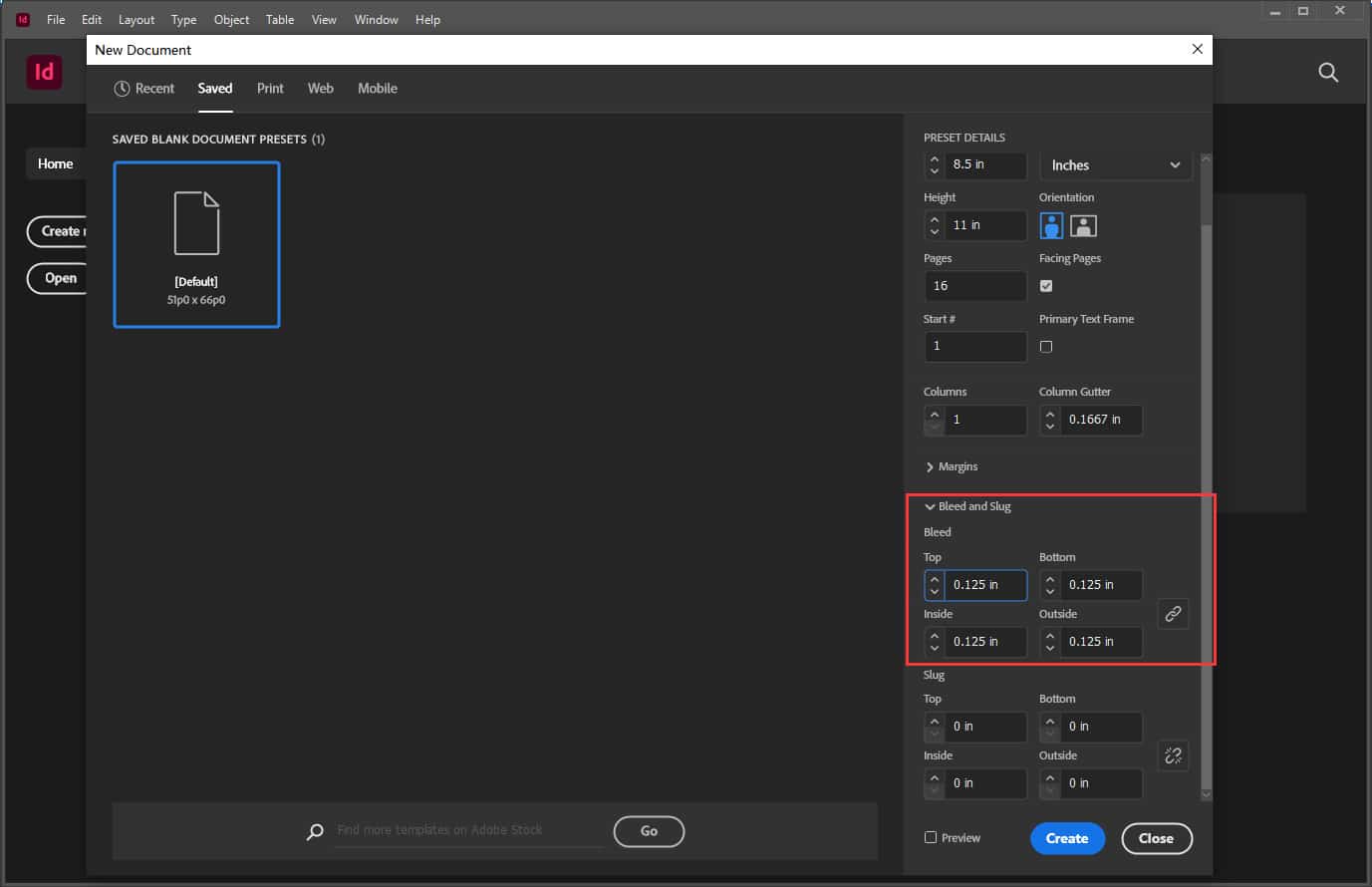 Добавить выпуск для обрезки в Adobe InDesign, метод 1