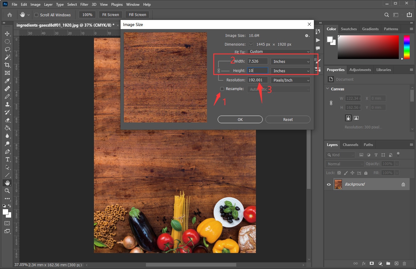 проверка определения в Photoshop, шаг 2.