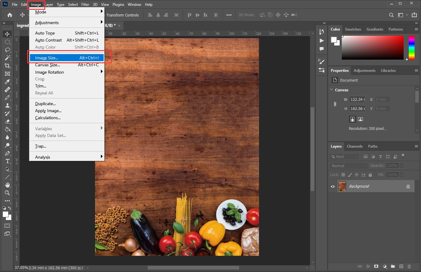 проверка определения в Photoshop, шаг 1.
